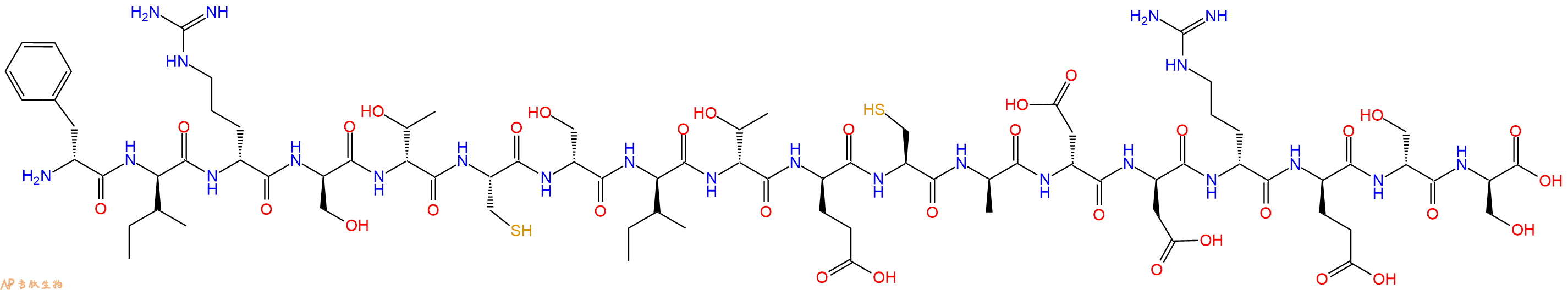 专肽生物产品H2N-DPhe-DIle-DArg-DSer-DThr-Cys-DSer-DIle-DThr-DGlu-Cys-DAla-DAsp-DAsp-DArg-DGlu-DSer-DSer-OH