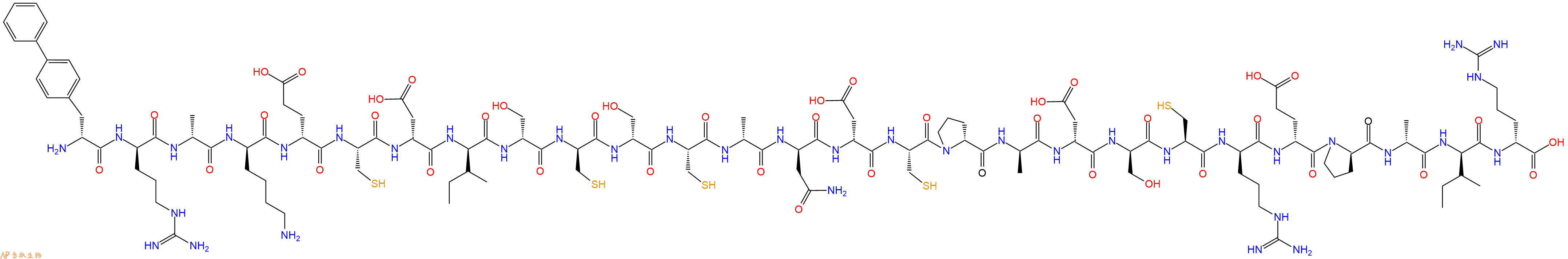 专肽生物产品H2N-DBip-DArg-DAla-DLys-DGlu-Cys-DAsp-DIle-DSer-DCys-DSer-Cys-DAla-DAsn-DAsp-Cys-DPro-DAla-DAsp-DSer-Cys-DArg-DGlu-DPro-DAla-DIle-DArg-OH