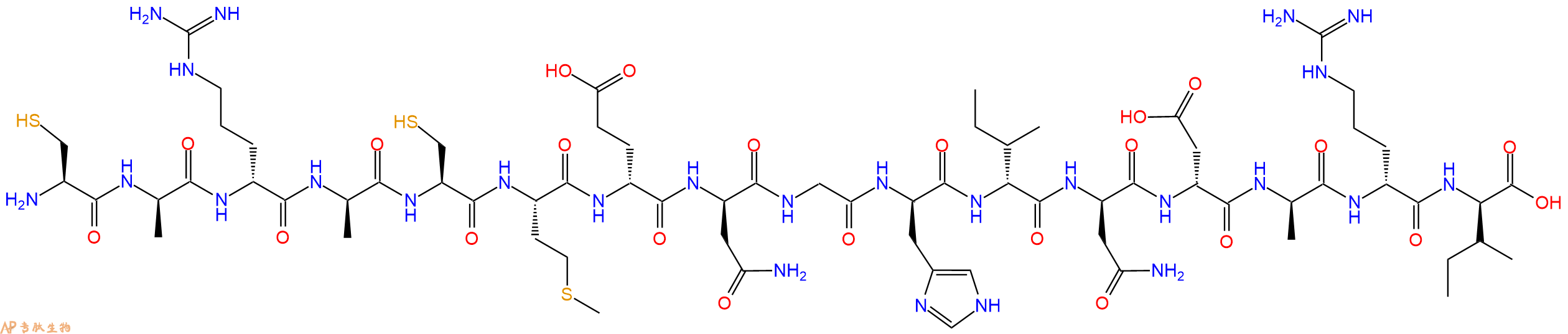 专肽生物产品H2N-Cys-DAla-DArg-DAla-Cys-Met-DGlu-DAsn-Gly-DHis-DIle-DAsn-DAsp-DAla-DArg-DIle-OH