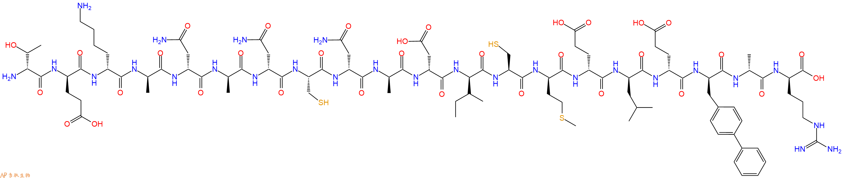 专肽生物产品H2N-DThr-DGlu-DLys-DAla-DAsn-DAla-DAsn-Cys-DAsn-DAla-DAsp-DIle-Cys-DMet-DGlu-DLeu-DGlu-DBip-DAla-DArg-OH