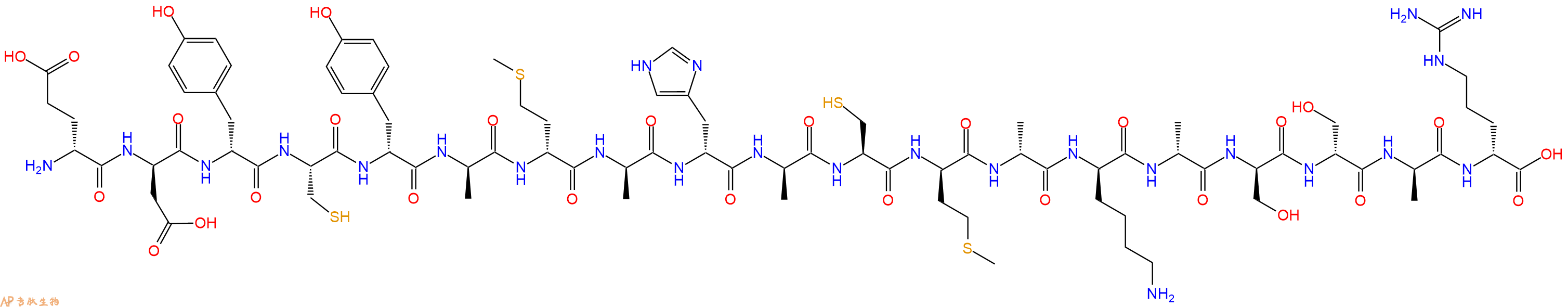 专肽生物产品H2N-DGlu-DAsp-DTyr-Cys-DTyr-DAla-DMet-DAla-DHis-DAla-Cys-DMet-DAla-DLys-DAla-DSer-DSer-DAla-DArg-OH