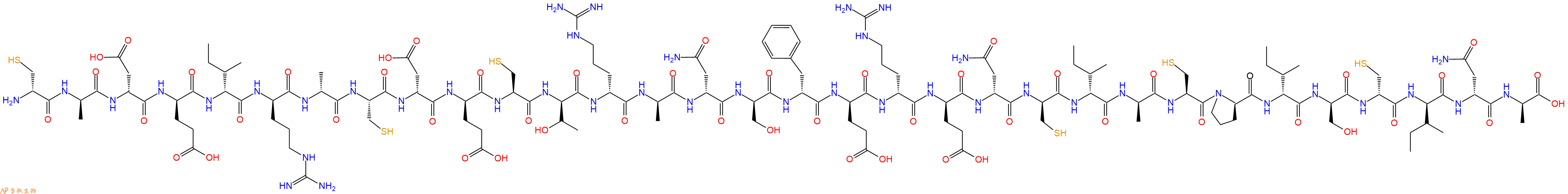 专肽生物产品H2N-DCys-DAla-DAsp-DGlu-DIle-DArg-DAla-Cys-DAsp-DGlu-Cys-DThr-DArg-DAla-DAsn-DSer-DPhe-DGlu-DArg-DGlu-DAsn-DCys-DIle-DAla-Cys-DPro-DIle-DSer-DCys-DIle-DAsn-DAla-OH