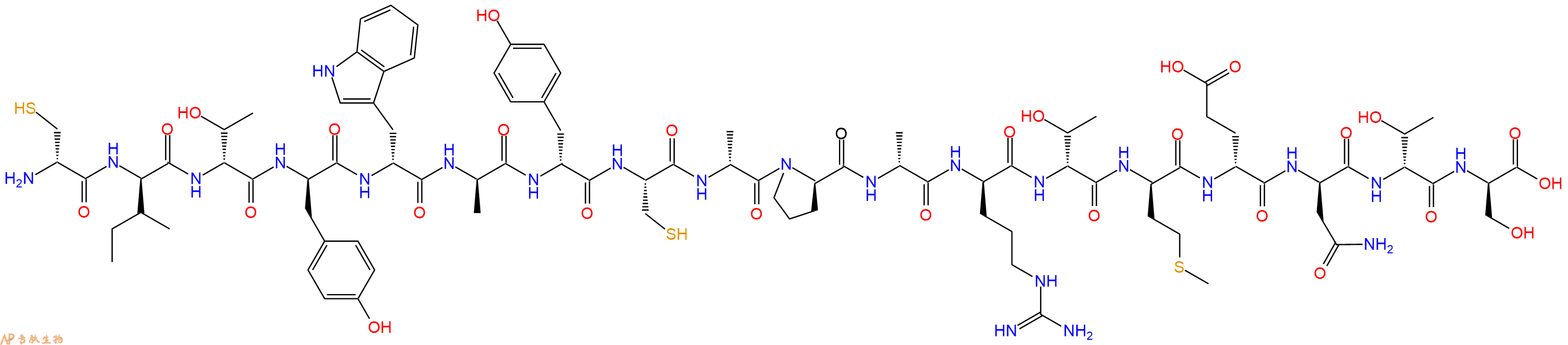 专肽生物产品H2N-DCys-DIle-DThr-DTyr-DTrp-DAla-DTyr-Cys-DAla-DPro-DAla-DArg-DThr-DMet-DGlu-DAsn-DThr-DSer-OH