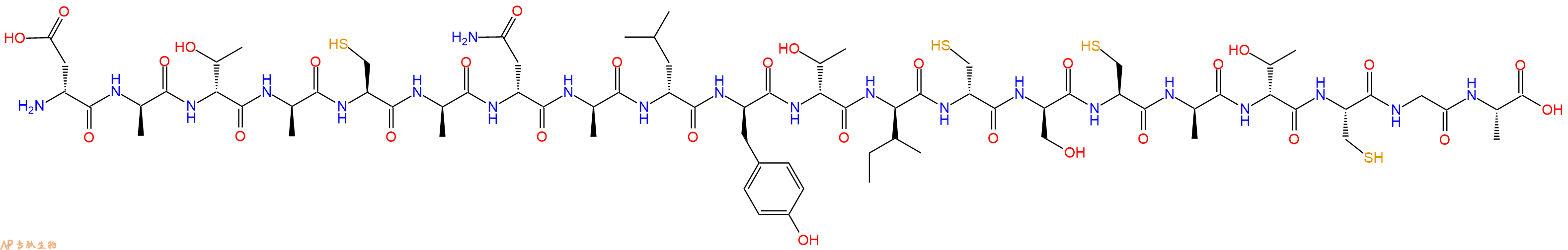 专肽生物产品H2N-DAsp-DAla-DThr-DAla-Cys-DAla-DAsn-DAla-DLeu-DTyr-DThr-DIle-DCys-DSer-Cys-DAla-DThr-Cys-Gly-Ala-OH