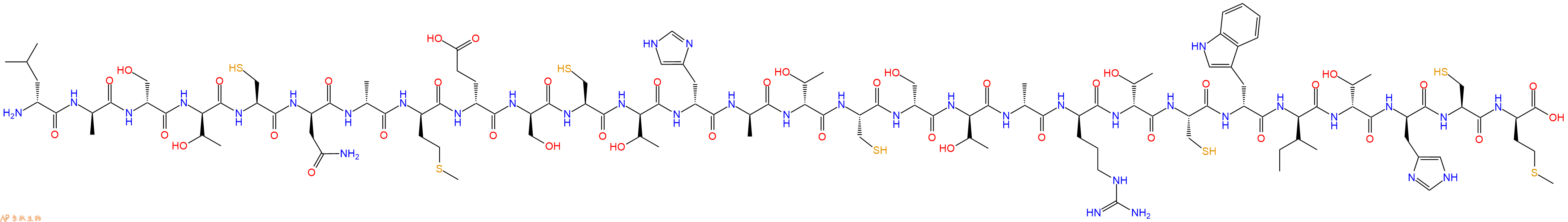 专肽生物产品H2N-DLeu-DAla-DSer-DThr-Cys-DAsn-DAla-DMet-DGlu-DSer-Cys-DThr-DHis-DAla-DThr-Cys-DSer-DThr-DAla-DArg-DThr-Cys-DTrp-DIle-DThr-DHis-Cys-DMet-OH