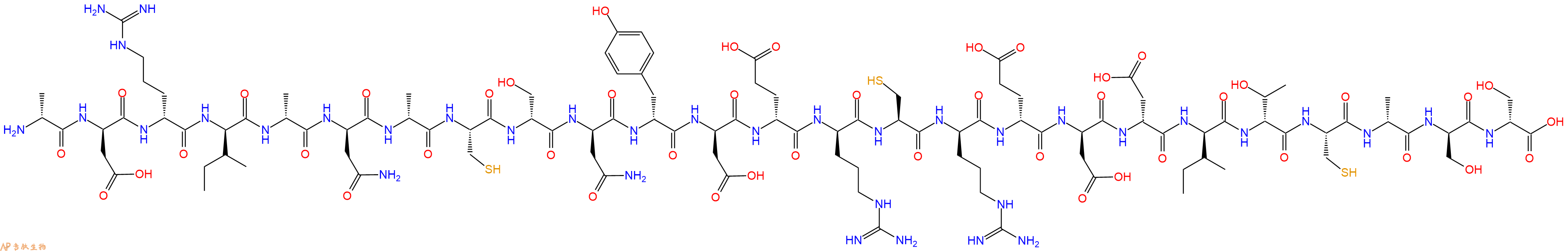 专肽生物产品H2N-DAla-DAsp-DArg-DIle-DAla-DAsn-DAla-Cys-DSer-DAsn-DTyr-DAsp-DGlu-DArg-Cys-DArg-DGlu-DAsp-DAsp-DIle-DThr-Cys-DAla-DSer-DSer-OH