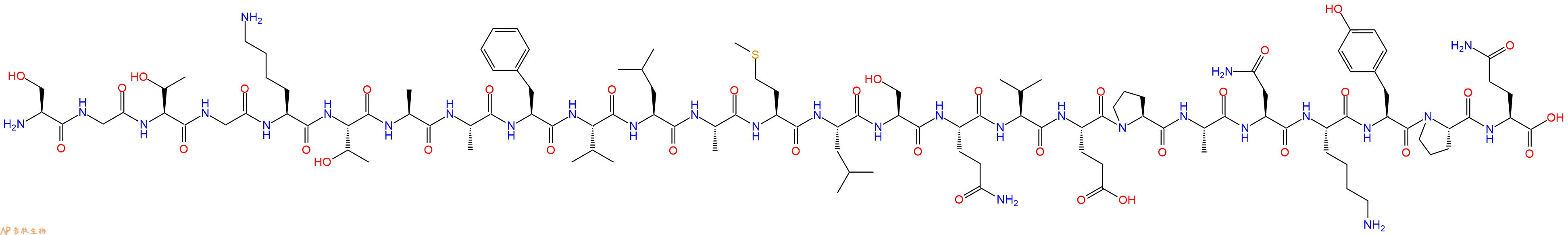 专肽生物产品H2N-Ser-Gly-Thr-Gly-Lys-Thr-Ala-Ala-Phe-Val-Leu-Ala-Met-Leu-Ser-Gln-Val-Glu-Pro-Ala-Asn-Lys-Tyr-Pro-Gln-OH