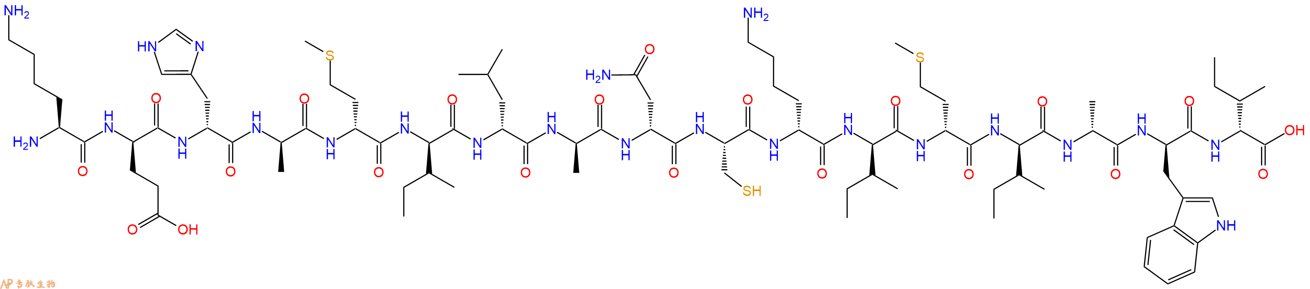 专肽生物产品H2N-Lys-DGlu-DHis-DAla-DMet-DIle-DLeu-DAla-DAsn-Cys-DLys-DIle-DMet-DIle-DAla-DTrp-DIle-OH