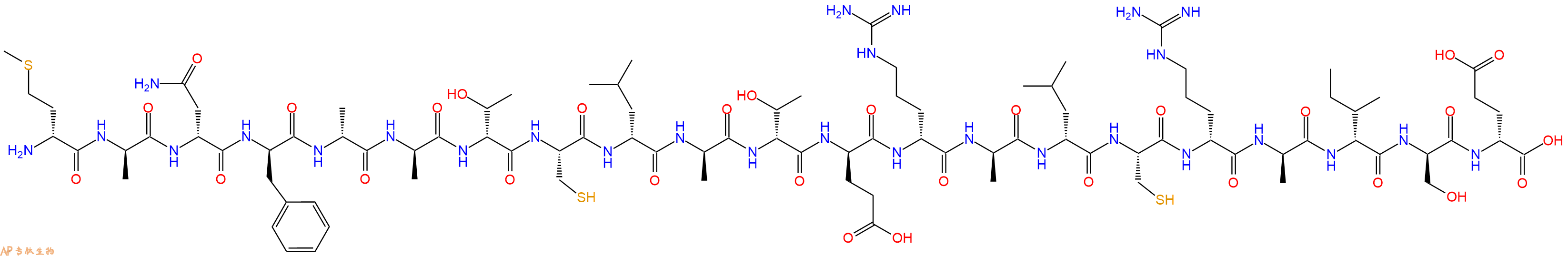 专肽生物产品H2N-DMet-DAla-DAsn-DPhe-DAla-DAla-DThr-Cys-DLeu-DAla-DThr-DGlu-DArg-DAla-DLeu-Cys-DArg-DAla-DIle-DSer-DGlu-OH