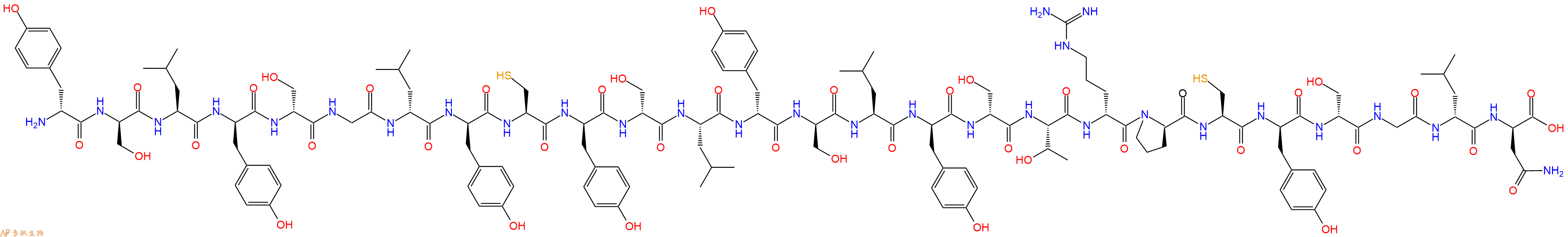 专肽生物产品H2N-DTyr-DSer-Leu-DTyr-DSer-Gly-DLeu-DTyr-Cys-DTyr-DSer-Leu-DTyr-DSer-Leu-DTyr-DSer-Thr-DArg-DPro-Cys-DTyr-DSer-Gly-DLeu-DAsn-OH