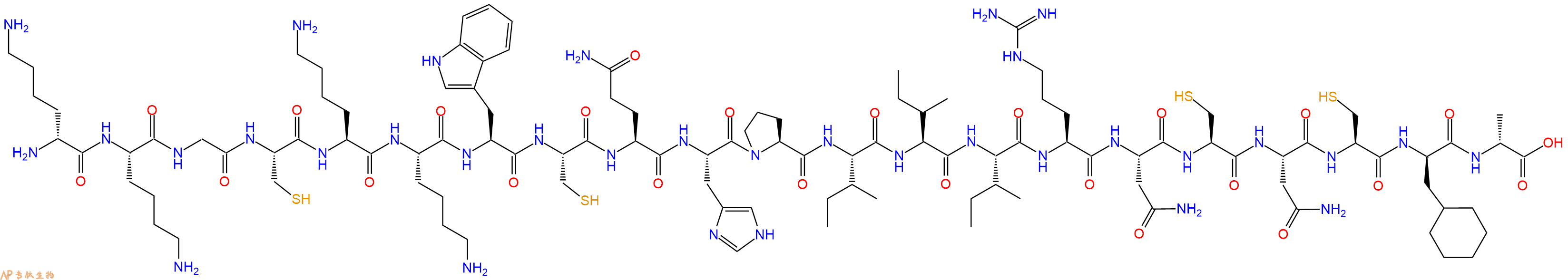 专肽生物产品H2N-DLys-Lys-Gly-Cys-Lys-Lys-Trp-Cys-Gln-His-Pro-Ile-Ile-Ile-Arg-Asn-Cys-Asn-Cys-DCha-DAla-OH