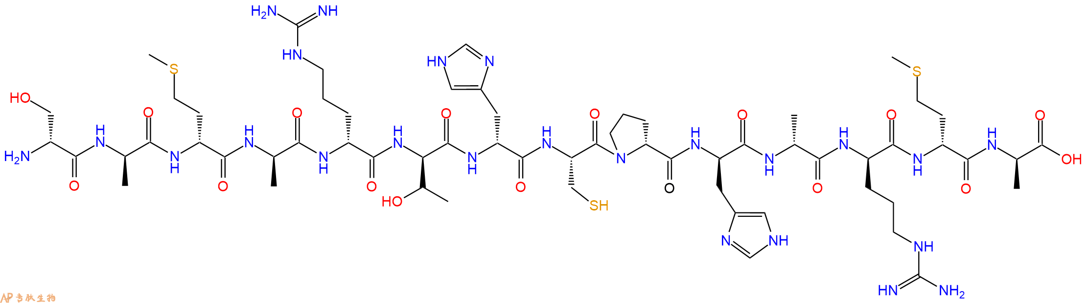 专肽生物产品H2N-DSer-DAla-DMet-DAla-DArg-DThr-DHis-Cys-DPro-DHis-DAla-DArg-DMet-DAla-OH