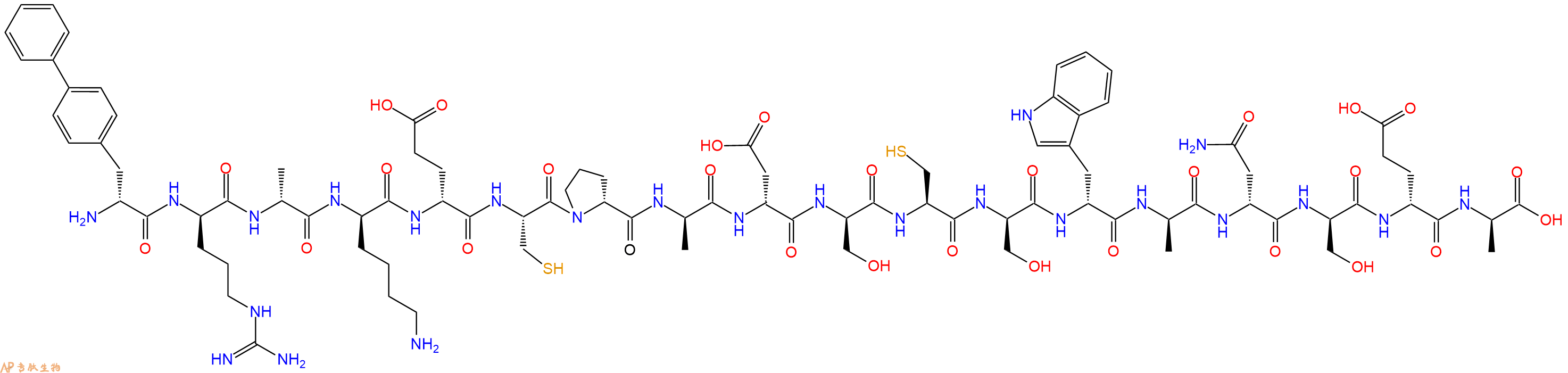 专肽生物产品H2N-DBip-DArg-DAla-DLys-DGlu-Cys-DPro-DAla-DAsp-DSer-Cys-DSer-DTrp-DAla-DAsn-DSer-DGlu-DAla-OH
