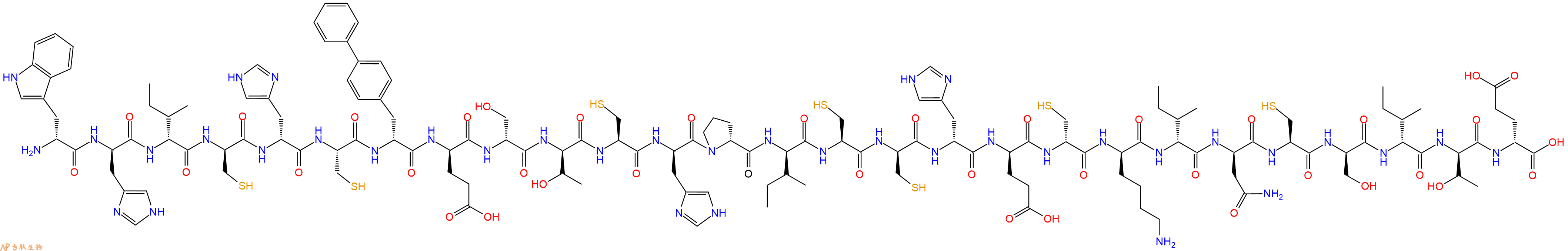 专肽生物产品H2N-DTrp-DHis-DIle-DCys-DHis-Cys-DBip-DGlu-DSer-DThr-Cys-DHis-DPro-DIle-Cys-DCys-DHis-DGlu-DCys-DLys-DIle-DAsn-Cys-DSer-DIle-DThr-DGlu-OH