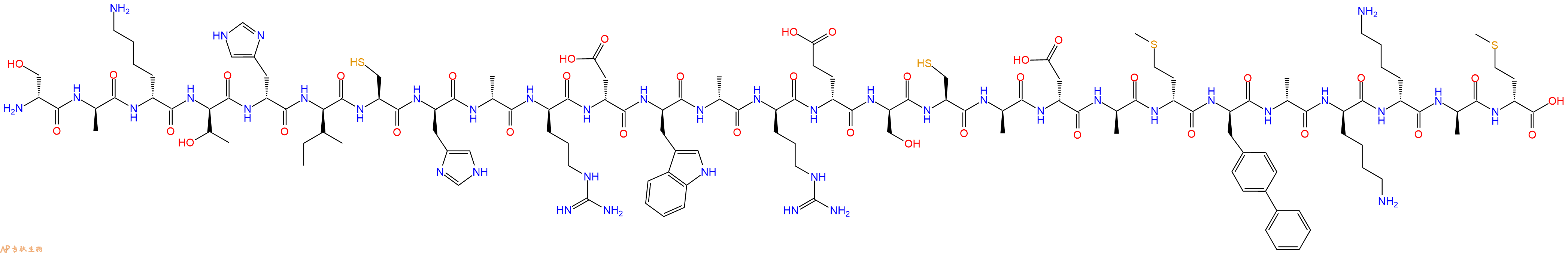 专肽生物产品H2N-DSer-DAla-DLys-DThr-DHis-DIle-Cys-DHis-DAla-DArg-DAsp-DTrp-DAla-DArg-DGlu-DSer-Cys-DAla-DAsp-DAla-DMet-DBip-DAla-DLys-DLys-DAla-DMet-OH