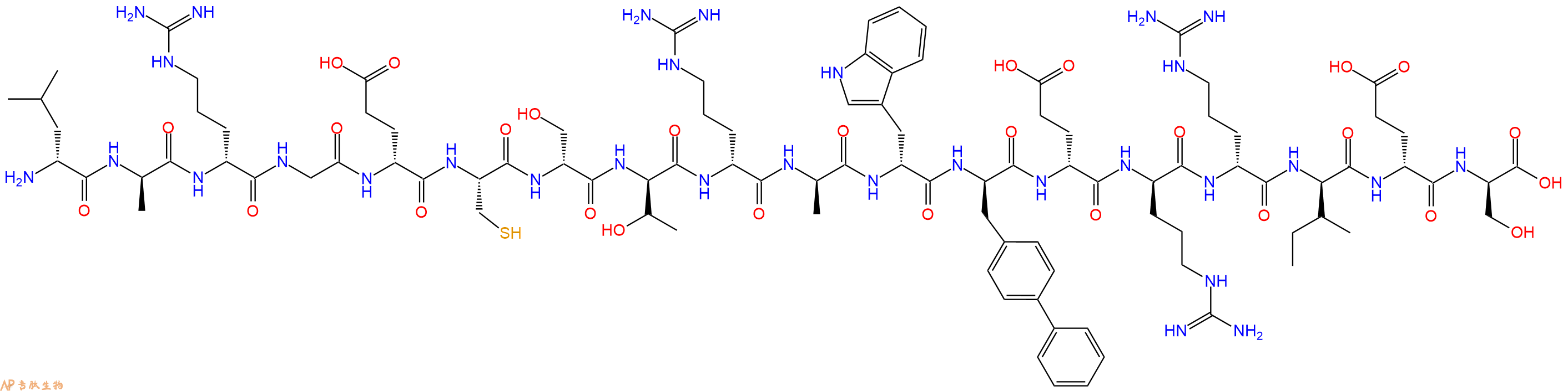 专肽生物产品H2N-DLeu-DAla-DArg-Gly-DGlu-Cys-DSer-DThr-DArg-DAla-DTrp-DBip-DGlu-DArg-DArg-DIle-DGlu-DSer-OH