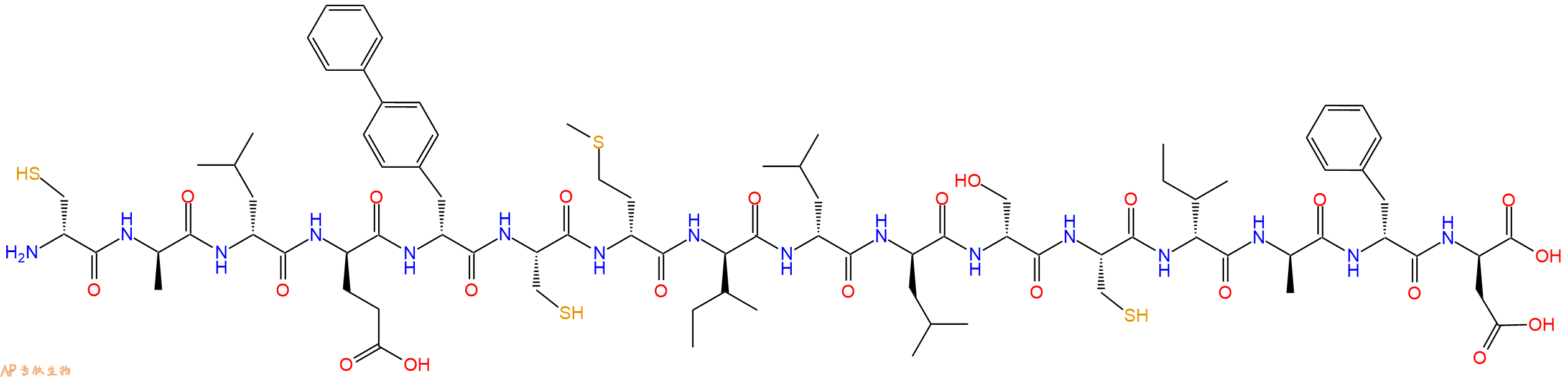 专肽生物产品H2N-DCys-DAla-DLeu-DGlu-DBip-Cys-DMet-DIle-DLeu-DLeu-DSer-Cys-DIle-DAla-DPhe-DAsp-OH