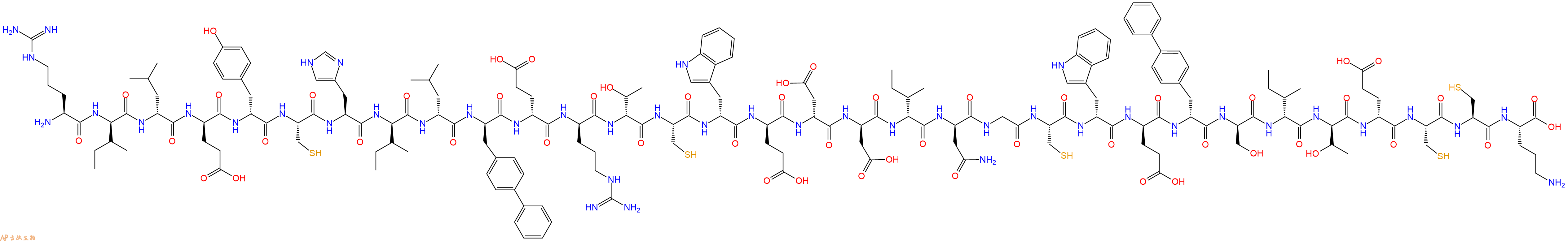 专肽生物产品H2N-Arg-DIle-DLeu-DGlu-DTyr-Cys-His-DIle-DLeu-DBip-DGlu-DArg-DThr-Cys-DTrp-DGlu-DAsp-DAsp-DIle-DAsn-Gly-Cys-DTrp-DGlu-DBip-DSer-DIle-DThr-DGlu-Cys-Cys-Orn-OH