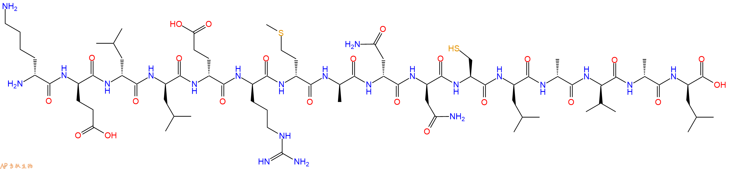 专肽生物产品H2N-DLys-DGlu-DLeu-DLeu-DGlu-DArg-DMet-DAla-DAsn-DAsn-Cys-DLeu-DAla-DVal-DAla-DLeu-OH