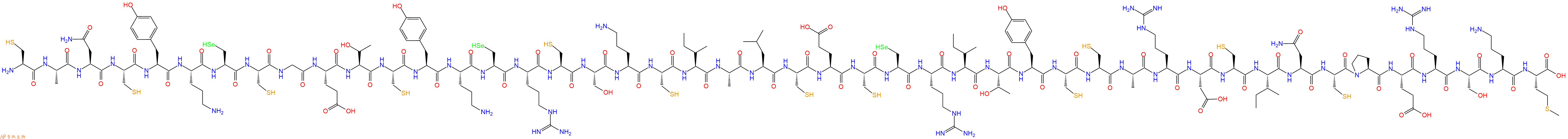 专肽生物产品H2N-Cys-Ala-Asn-Cys-Tyr-Orn-Sec-Cys-Gly-Glu-Thr-Cys-Tyr-Orn-Sec-Arg-Cys-Ser-Orn-Cys-Ile-Ala-Leu-Cys-Glu-Cys-Sec-Arg-Ile-Thr-Tyr-Cys-Cys-Ala-Arg-Asp-Cys-Ile-Asn-Cys-Pro-Glu-Arg-Ser-Orn-Met-OH