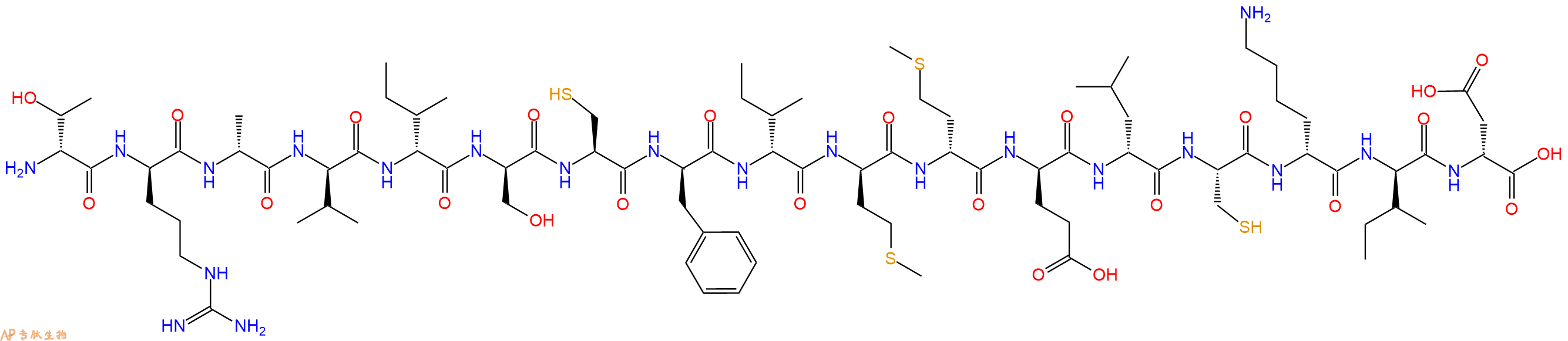 专肽生物产品H2N-DThr-DArg-DAla-DVal-DIle-DSer-Cys-DPhe-DIle-DMet-DMet-DGlu-DLeu-Cys-DLys-DIle-DAsp-OH
