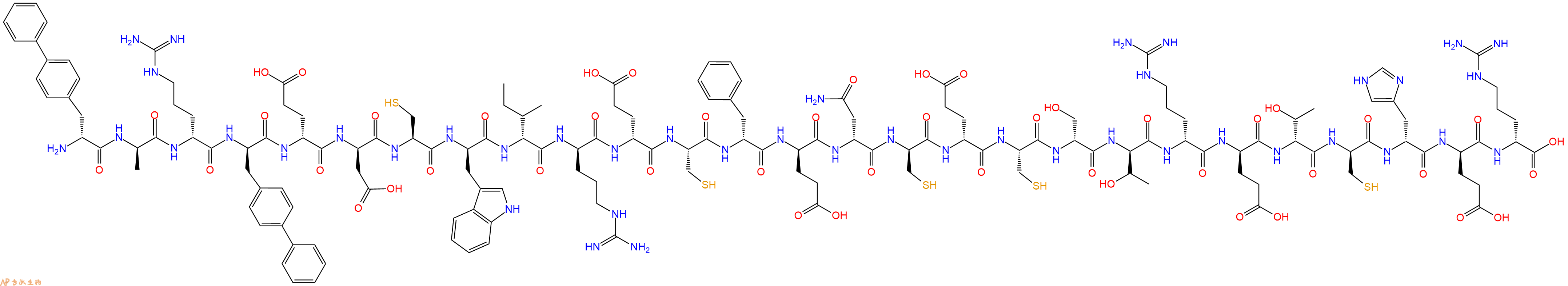 专肽生物产品H2N-DBip-DAla-DArg-DBip-DGlu-DAsp-Cys-DTrp-DIle-DArg-DGlu-Cys-DPhe-DGlu-DAsn-DCys-DGlu-Cys-DSer-DThr-DArg-DGlu-DThr-DCys-DHis-DGlu-DArg-OH
