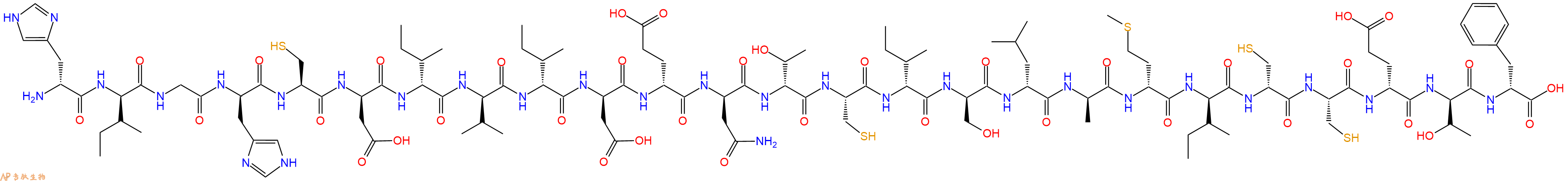 专肽生物产品H2N-DHis-DIle-Gly-DHis-Cys-DAsp-DIle-DVal-DIle-DAsp-DGlu-DAsn-DThr-Cys-DIle-DSer-DLeu-DAla-DMet-DIle-DCys-Cys-DGlu-DThr-DPhe-OH