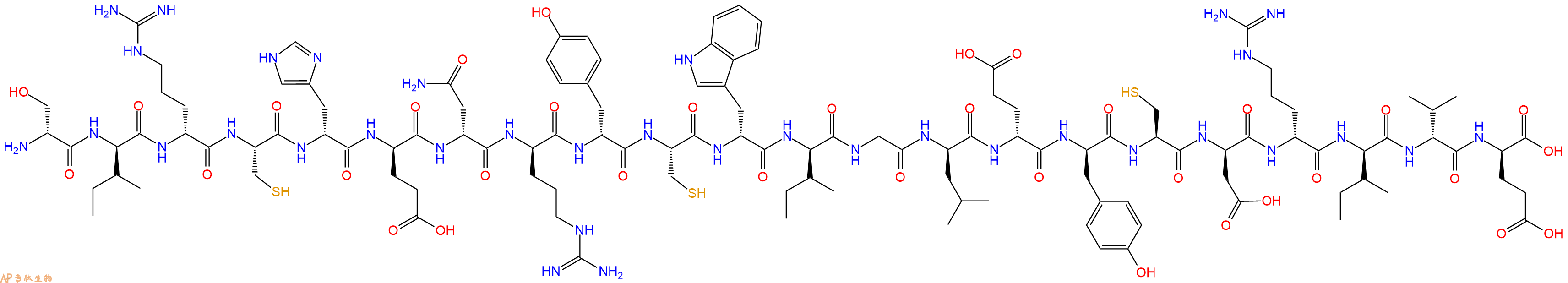 专肽生物产品H2N-DSer-DIle-DArg-Cys-DHis-DGlu-DAsn-DArg-DTyr-Cys-DTrp-DIle-Gly-DLeu-DGlu-DTyr-Cys-DAsp-DArg-DIle-DVal-DGlu-OH