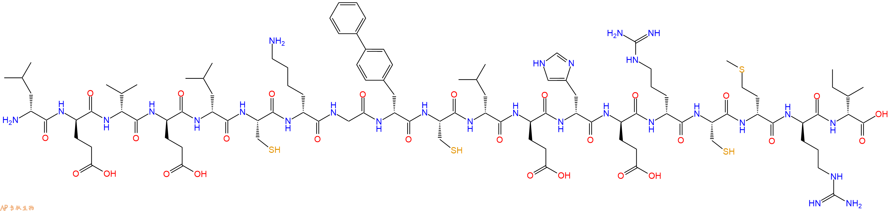 专肽生物产品H2N-DLeu-DGlu-DVal-DGlu-DLeu-Cys-DLys-Gly-DBip-Cys-DLeu-DGlu-DHis-DGlu-DArg-Cys-DMet-DArg-DIle-OH