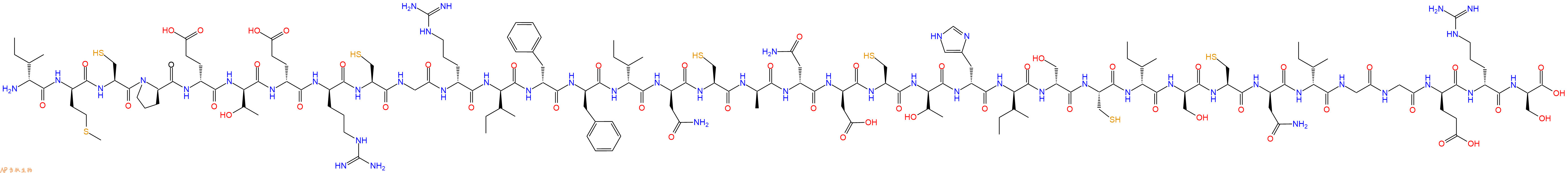 专肽生物产品H2N-DIle-DMet-Cys-DPro-DGlu-DThr-DGlu-DArg-Cys-Gly-DArg-DIle-DPhe-DPhe-DIle-DAsn-Cys-DAla-DAsn-DAsp-Cys-DThr-DHis-DIle-DSer-Cys-DIle-DSer-Cys-DAsn-DIle-Gly-Gly-DGlu-DArg-DSer-OH