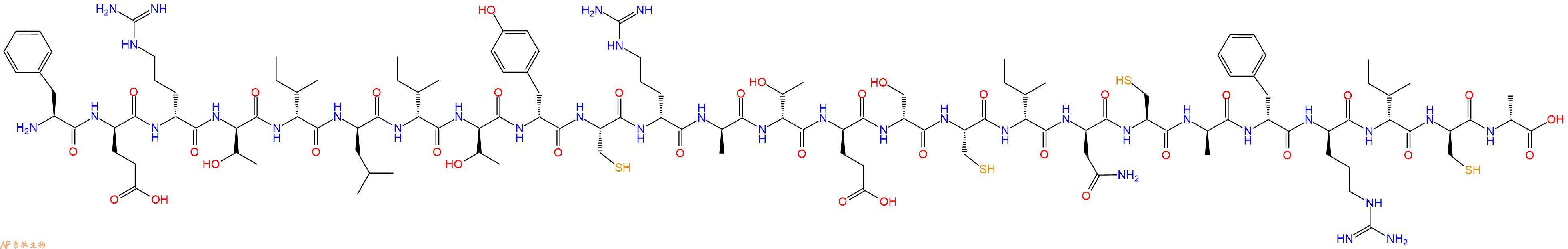 专肽生物产品H2N-Phe-DGlu-DArg-DThr-DIle-DLeu-DIle-DThr-DTyr-Cys-DArg-DAla-DThr-DGlu-DSer-Cys-DIle-DAsn-Cys-DAla-DPhe-DArg-DIle-DCys-DAla-OH