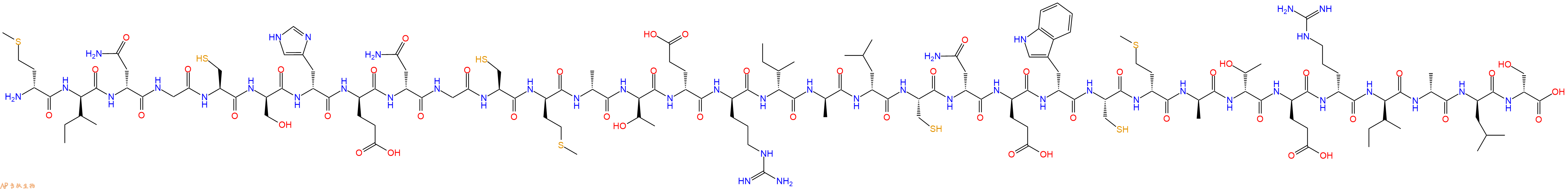 专肽生物产品H2N-DMet-DIle-DAsn-Gly-Cys-DSer-DHis-DGlu-DAsn-Gly-Cys-DMet-DAla-DThr-DGlu-DArg-DIle-DAla-DLeu-Cys-DAsn-DGlu-DTrp-Cys-DMet-DAla-DThr-DGlu-DArg-DIle-DAla-DLeu-DSer-OH