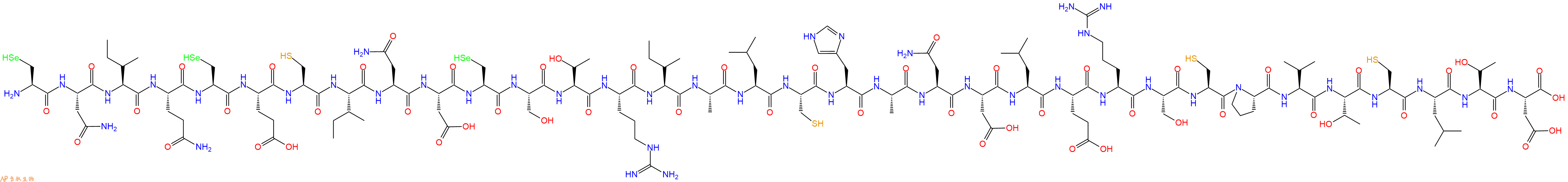 专肽生物产品H2N-Sec-Asn-Ile-Gln-Sec-Glu-Cys-Ile-Asn-Asp-Sec-Ser-Thr-Arg-Ile-Ala-Leu-Cys-His-Ala-Asn-Asp-Leu-Glu-Arg-Ser-Cys-Pro-Val-Thr-Cys-Leu-Thr-Asp-OH
