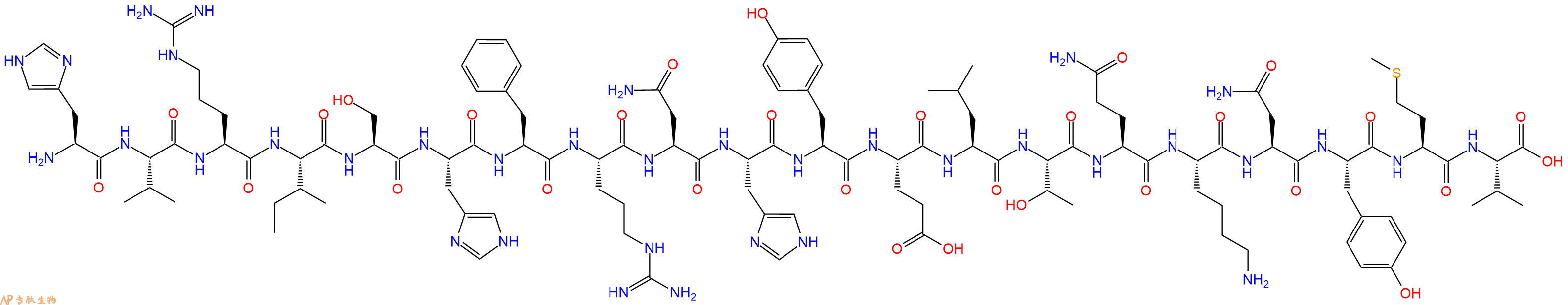 专肽生物产品H2N-His-Val-Arg-Ile-Ser-His-Phe-Arg-Asn-His-Tyr-Glu-Leu-Thr-Gln-Lys-Asn-Tyr-Met-Val-OH