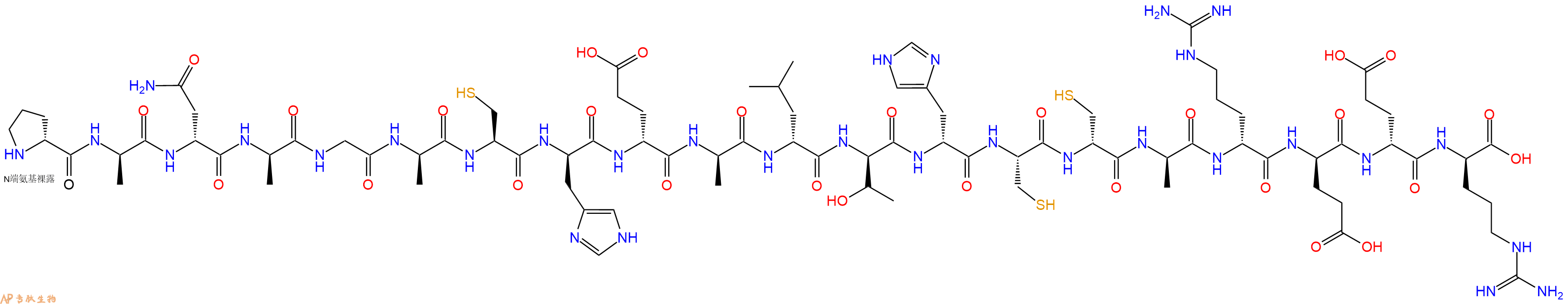 专肽生物产品H2N-DPro-DAla-DAsn-DAla-Gly-DAla-Cys-DHis-DGlu-DAla-DLeu-DThr-DHis-Cys-DCys-DAla-DArg-DGlu-DGlu-DArg-OH