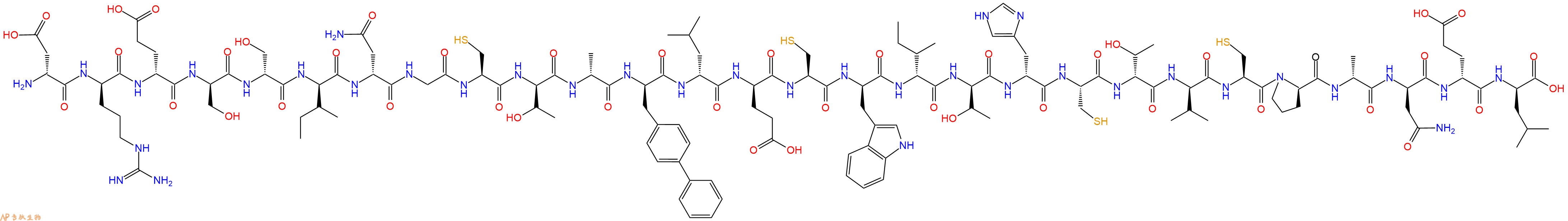 专肽生物产品H2N-DAsp-DArg-DGlu-DSer-DSer-DIle-DAsn-Gly-Cys-DThr-DAla-DBip-DLeu-DGlu-Cys-DTrp-DIle-DThr-DHis-Cys-DThr-DVal-Cys-DPro-DAla-DAsn-DGlu-DLeu-OH