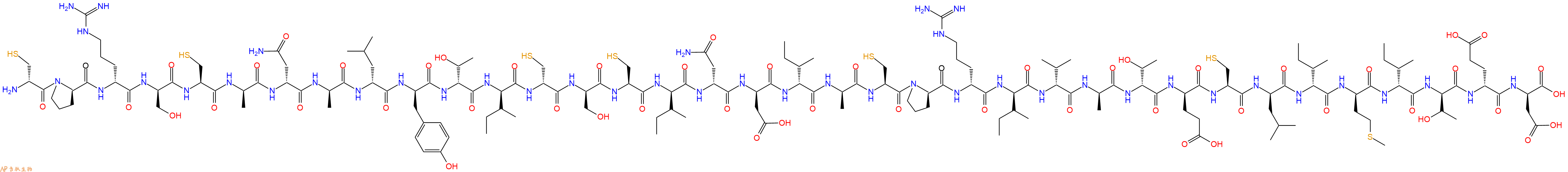 专肽生物产品H2N-DCys-DPro-DArg-DSer-Cys-DAla-DAsn-DAla-DLeu-DTyr-DThr-DIle-DCys-DSer-Cys-DIle-DAsn-DAsp-DIle-DAla-Cys-DPro-DArg-DIle-DVal-DAla-DThr-DGlu-Cys-DLeu-DIle-DMet-DIle-DThr-DGlu-DAsp-OH