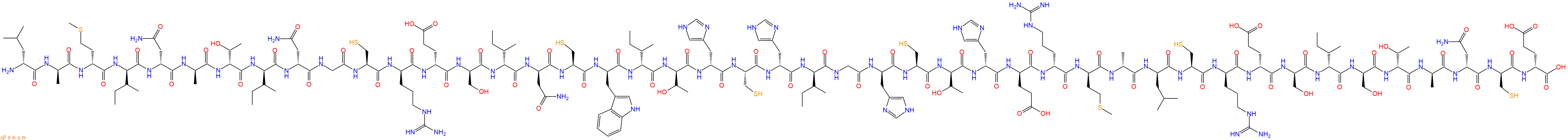专肽生物产品H2N-DLeu-DAla-DMet-DIle-DAsn-DAla-DThr-DIle-DAsn-Gly-Cys-DArg-DGlu-DSer-DIle-DAsn-Cys-DTrp-DIle-DThr-DHis-Cys-DHis-DIle-Gly-DHis-Cys-DThr-DHis-DGlu-DArg-DMet-DAla-DLeu-Cys-DArg-DGlu-DSer-DIle-DSer-DThr-DAla-DAsn-DCys-DGlu-OH