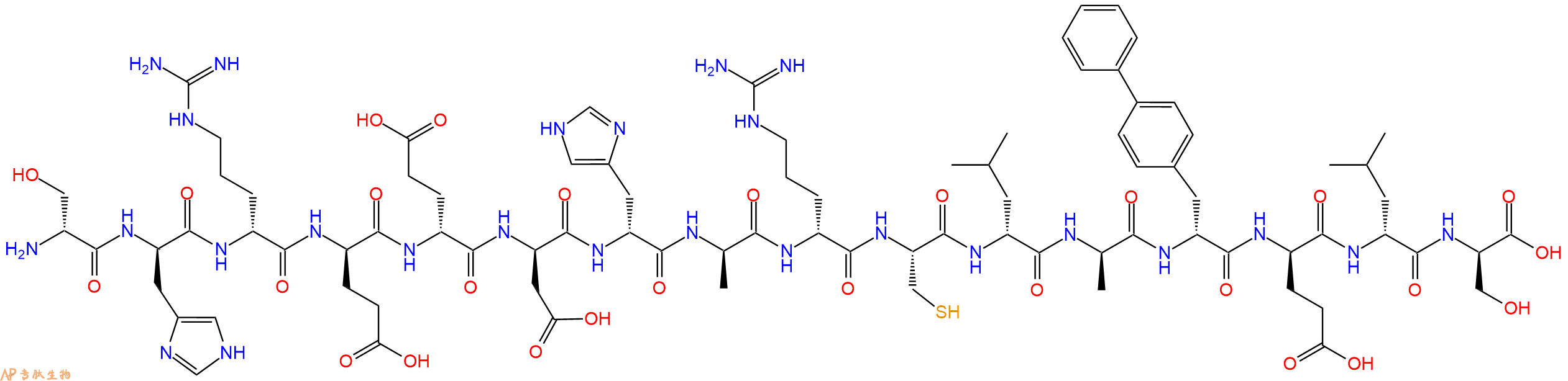 专肽生物产品H2N-DSer-DHis-DArg-DGlu-DGlu-DAsp-DHis-DAla-DArg-Cys-DLeu-DAla-DBip-DGlu-DLeu-DSer-OH