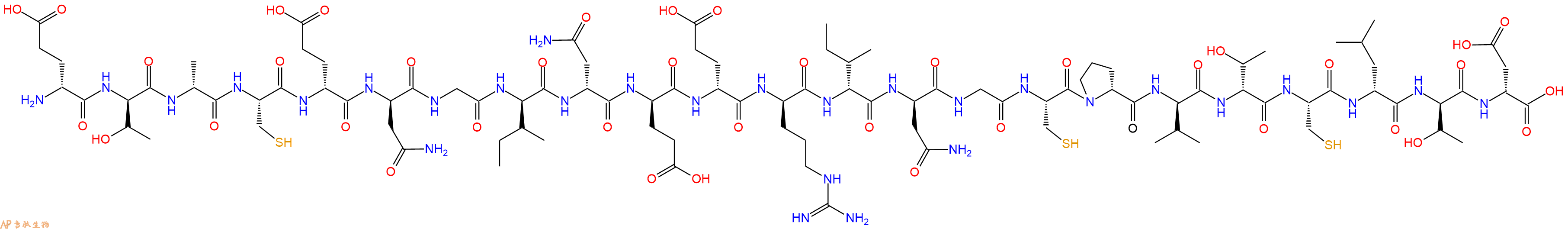 专肽生物产品H2N-DGlu-DThr-DAla-Cys-DGlu-DAsn-Gly-DIle-DAsn-DGlu-DGlu-DArg-DIle-DAsn-Gly-Cys-DPro-DVal-DThr-Cys-DLeu-DThr-DAsp-OH