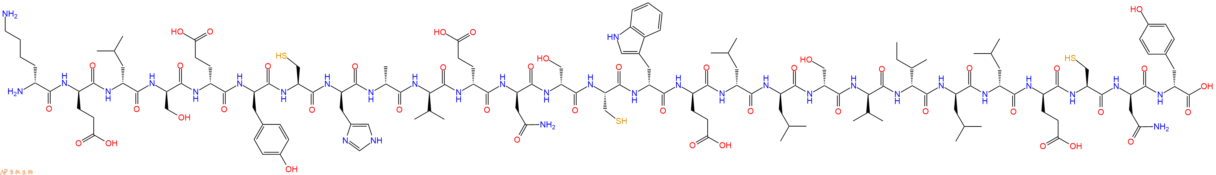 专肽生物产品H2N-DLys-DGlu-DLeu-DSer-DGlu-DTyr-Cys-DHis-DAla-DVal-DGlu-DAsn-DSer-Cys-DTrp-DGlu-DLeu-DLeu-DSer-DVal-DIle-DLeu-DLeu-DGlu-Cys-DAsn-DTyr-OH