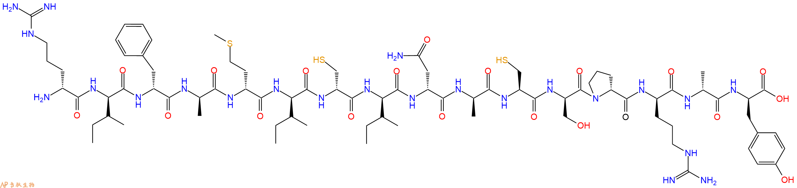 专肽生物产品H2N-DArg-DIle-DPhe-DAla-DMet-DIle-DCys-DIle-DAsn-DAla-Cys-DSer-DPro-DArg-DAla-DTyr-OH