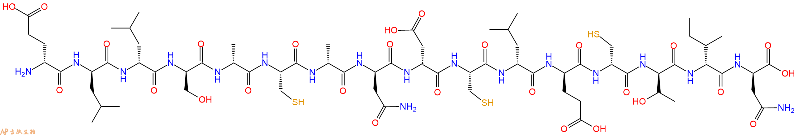 专肽生物产品H2N-DGlu-DLeu-DLeu-DSer-DAla-Cys-DAla-DAsn-DAsp-Cys-DLeu-DGlu-DCys-DThr-DIle-DAsn-OH
