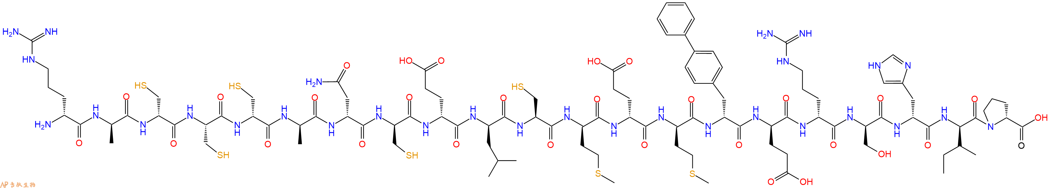 专肽生物产品H2N-DArg-DAla-DCys-Cys-DCys-DAla-DAsn-DCys-DGlu-DLeu-Cys-DMet-DGlu-DMet-DBip-DGlu-DArg-DSer-DHis-DIle-DPro-OH
