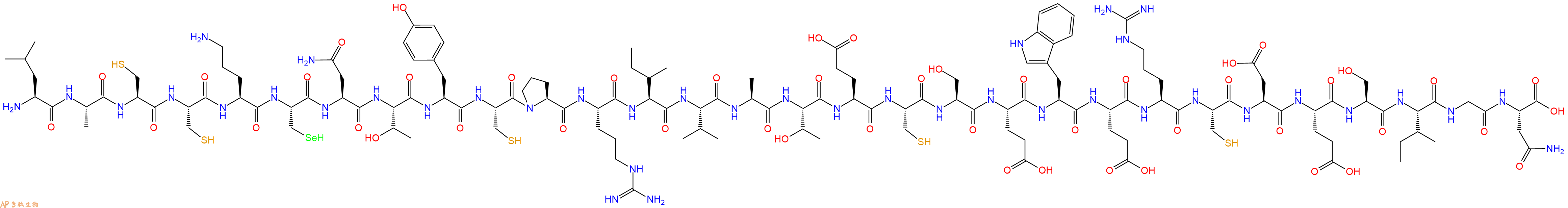 专肽生物产品H2N-Leu-Ala-Cys-Cys-Orn-Sec-Asn-Thr-Tyr-Cys-Pro-Arg-Ile-Val-Ala-Thr-Glu-Cys-Ser-Glu-Trp-Glu-Arg-Cys-Asp-Glu-Ser-Ile-Gly-Asn-OH
