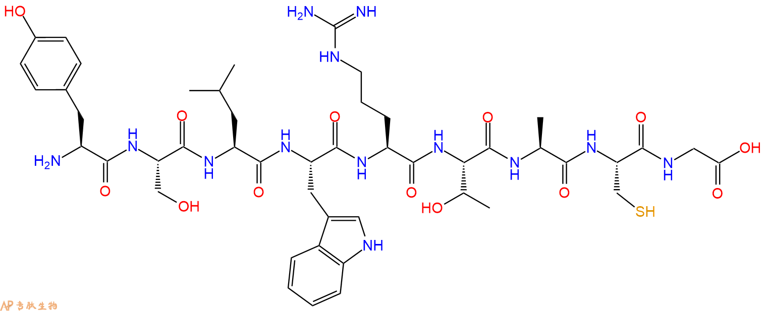 专肽生物产品H2N-Tyr-Ser-Leu-Trp-Arg-Thr-Ala-Cys-Gly-OH