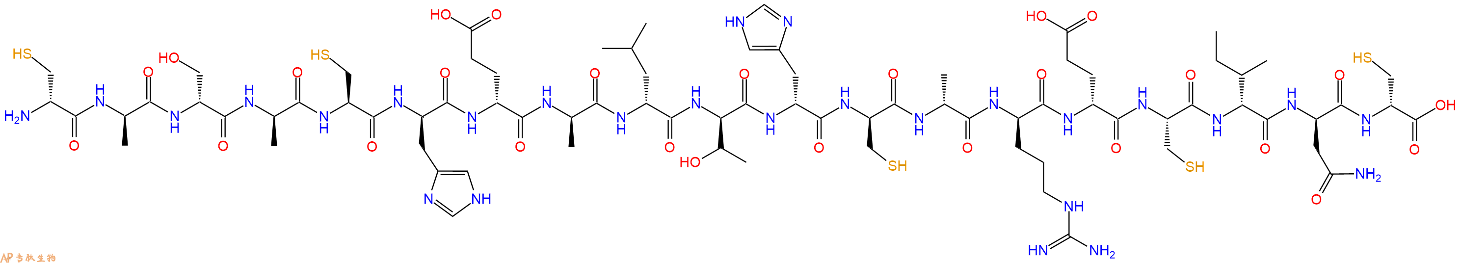 专肽生物产品H2N-DCys-DAla-DSer-DAla-Cys-DHis-DGlu-DAla-DLeu-DThr-DHis-DCys-DAla-DArg-DGlu-Cys-DIle-DAsn-DCys-OH