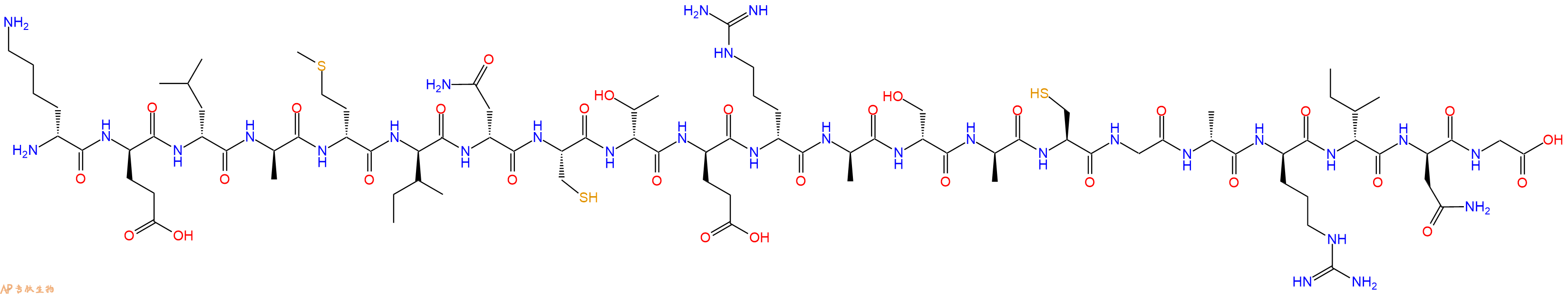 专肽生物产品H2N-DLys-DGlu-DLeu-DAla-DMet-DIle-DAsn-Cys-DThr-DGlu-DArg-DAla-DSer-DAla-Cys-Gly-DAla-DArg-DIle-DAsn-Gly-OH