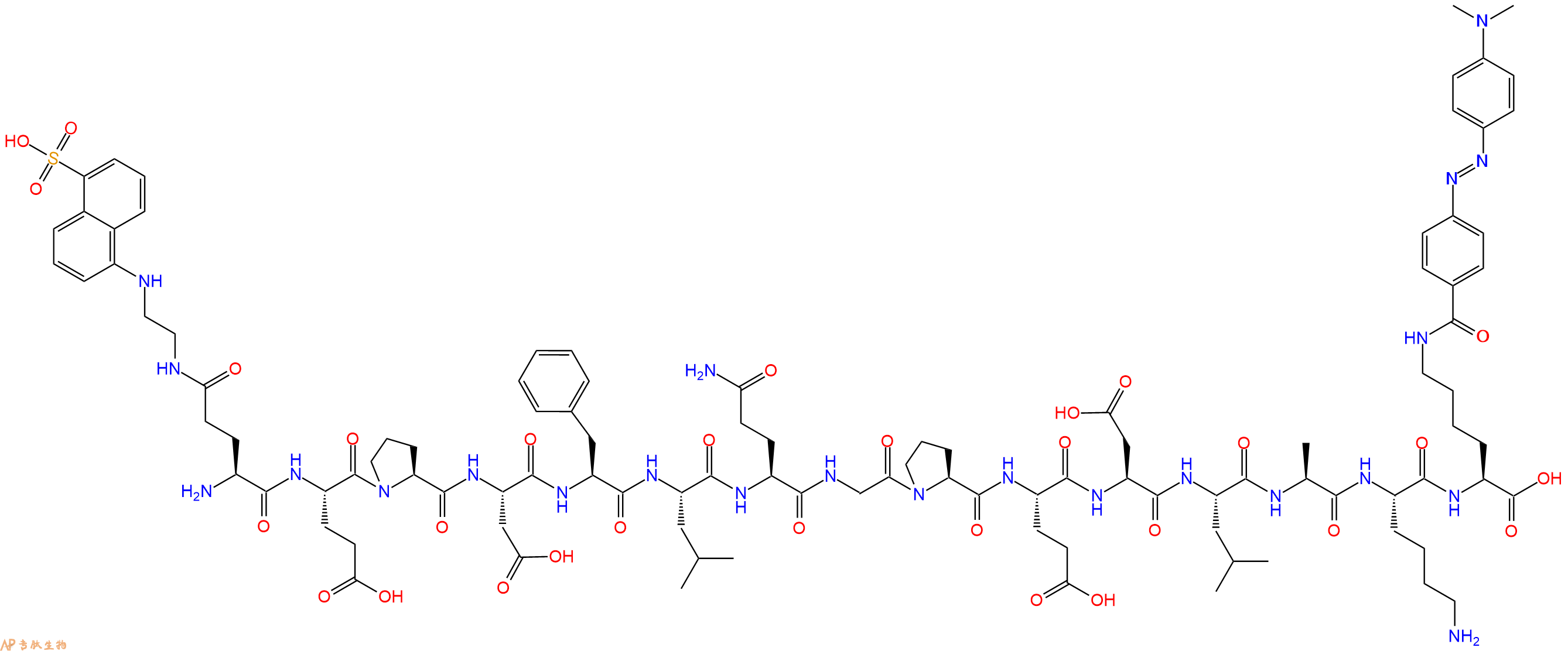 专肽生物产品H2N-Glu(Edans)-Glu-Pro-Asp-Phe-Leu-Gln-Gly-Pro-Glu-Asp-Leu-Ala-Lys-Lys(Dabcyl)-OH