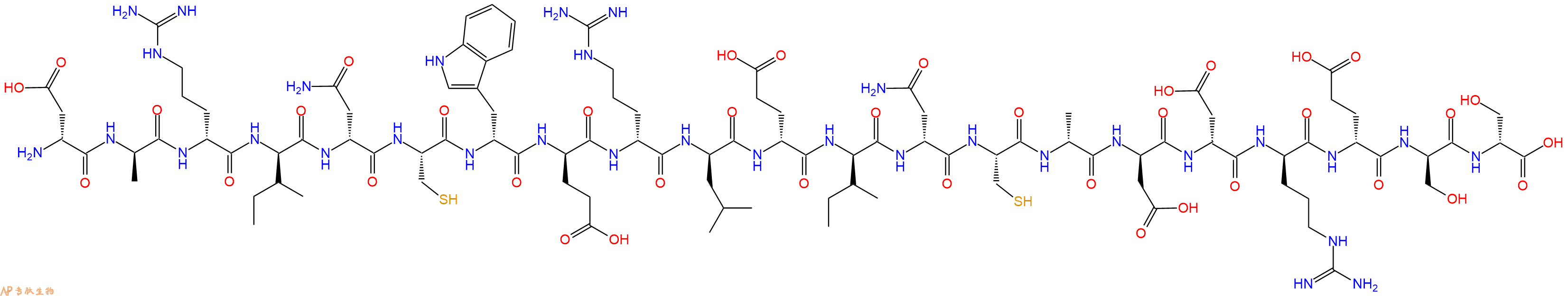 专肽生物产品H2N-DAsp-DAla-DArg-DIle-DAsn-Cys-DTrp-DGlu-DArg-DLeu-DGlu-DIle-DAsn-Cys-DAla-DAsp-DAsp-DArg-DGlu-DSer-DSer-OH